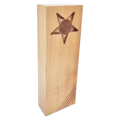Star Engraved Wood Award - simple